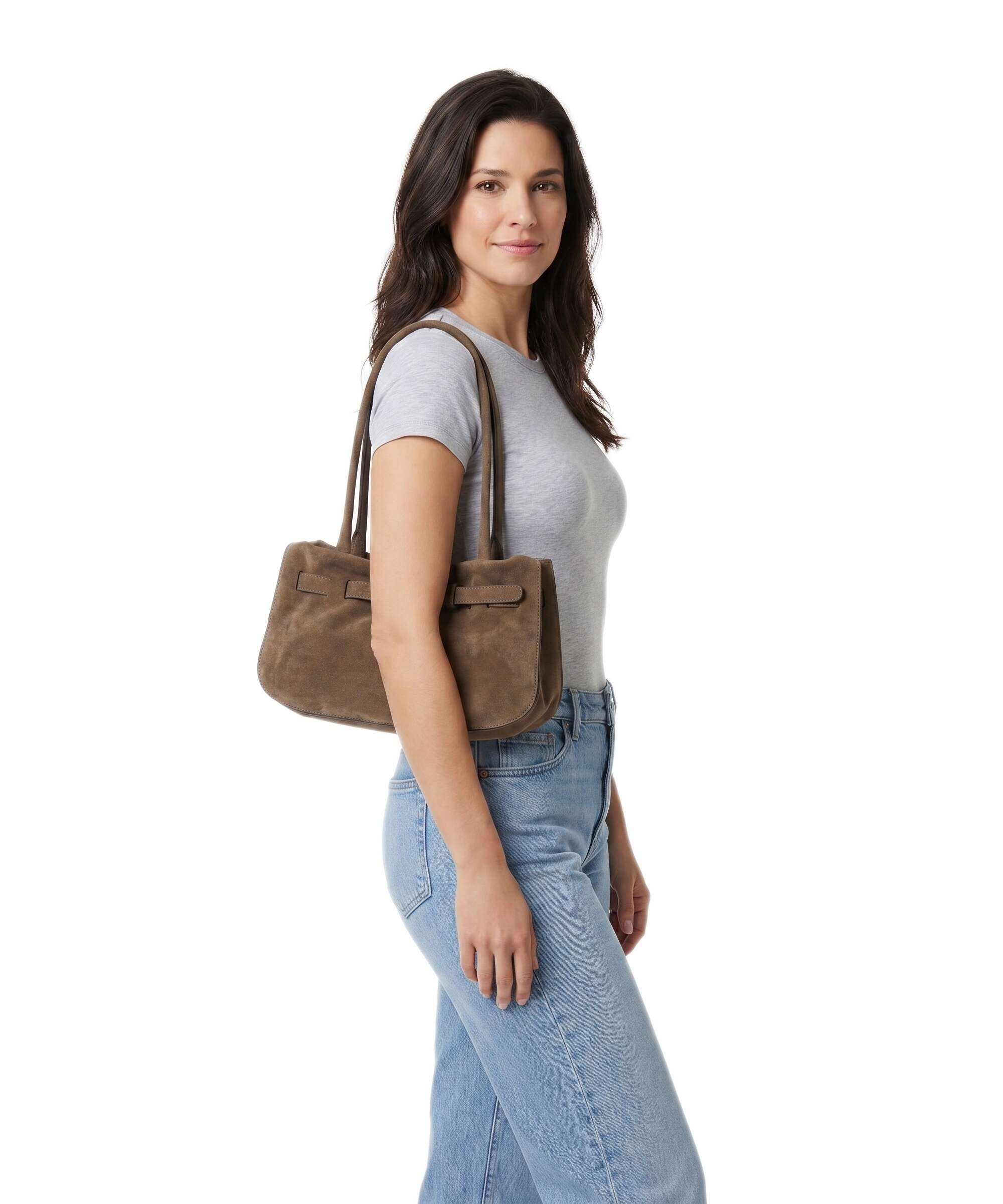 Abro Suede Jill Borsa a spalla khaki - Image 3