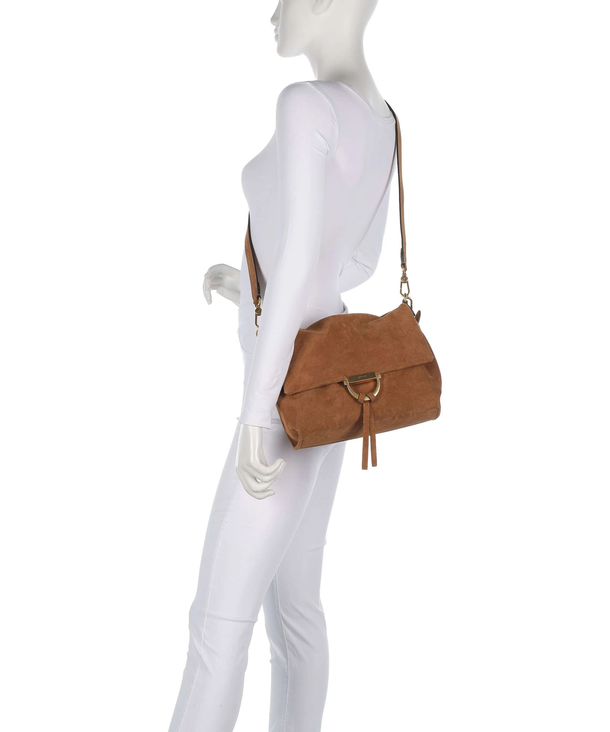 Abro Suede Temi Medium Borsa a spalla cuoio - Image 4