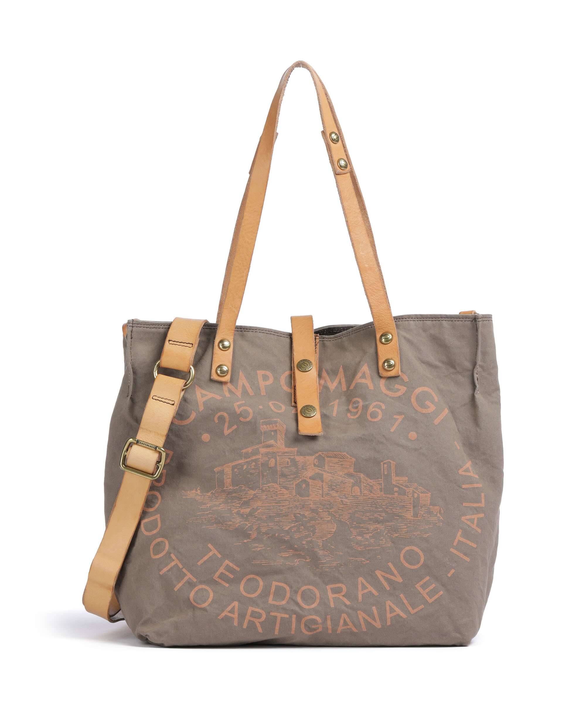 Campomaggi Borsa shopper verde militare/naturale/albicocca