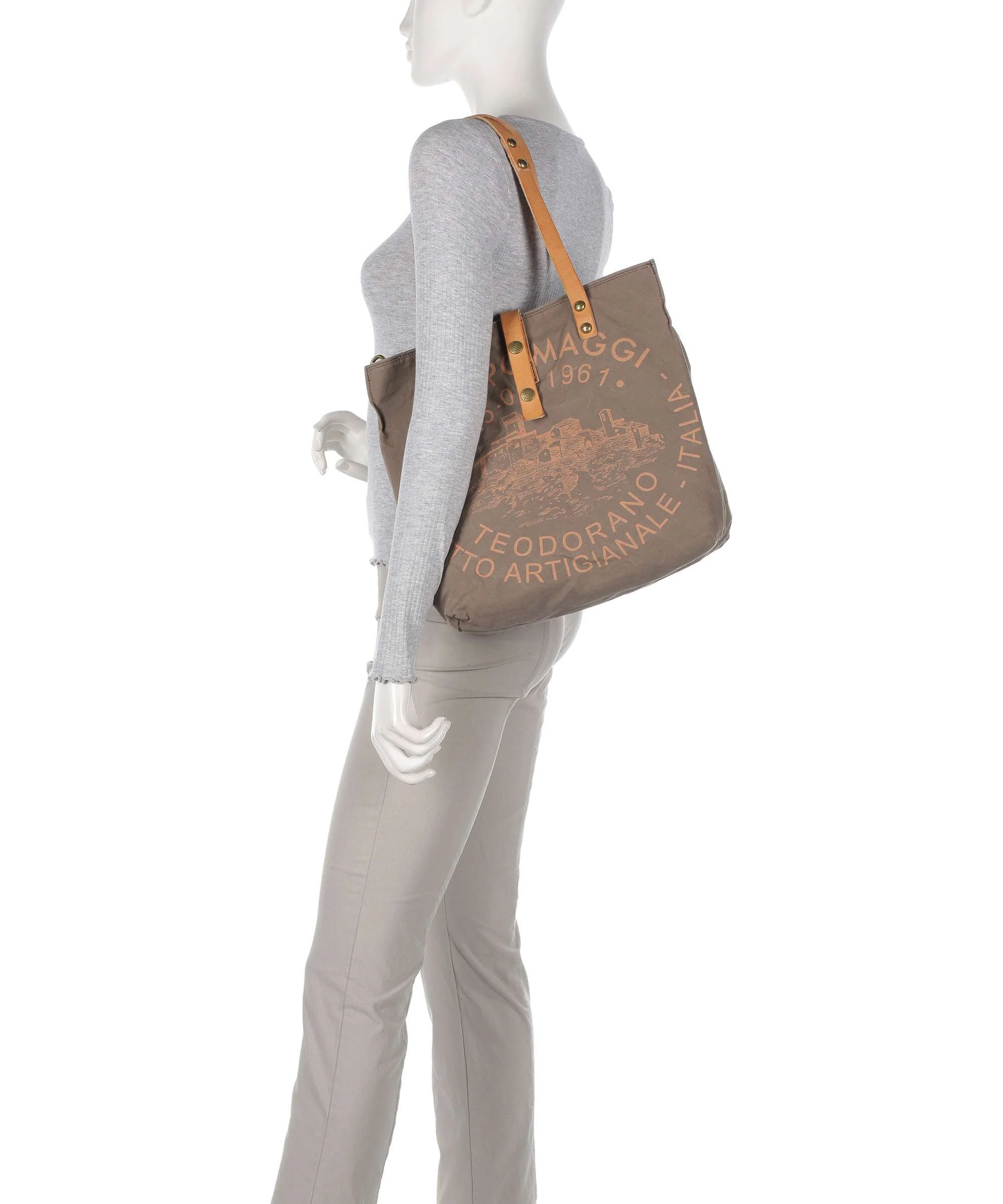 Campomaggi Borsa shopper verde militare/naturale/albicocca - Image 3