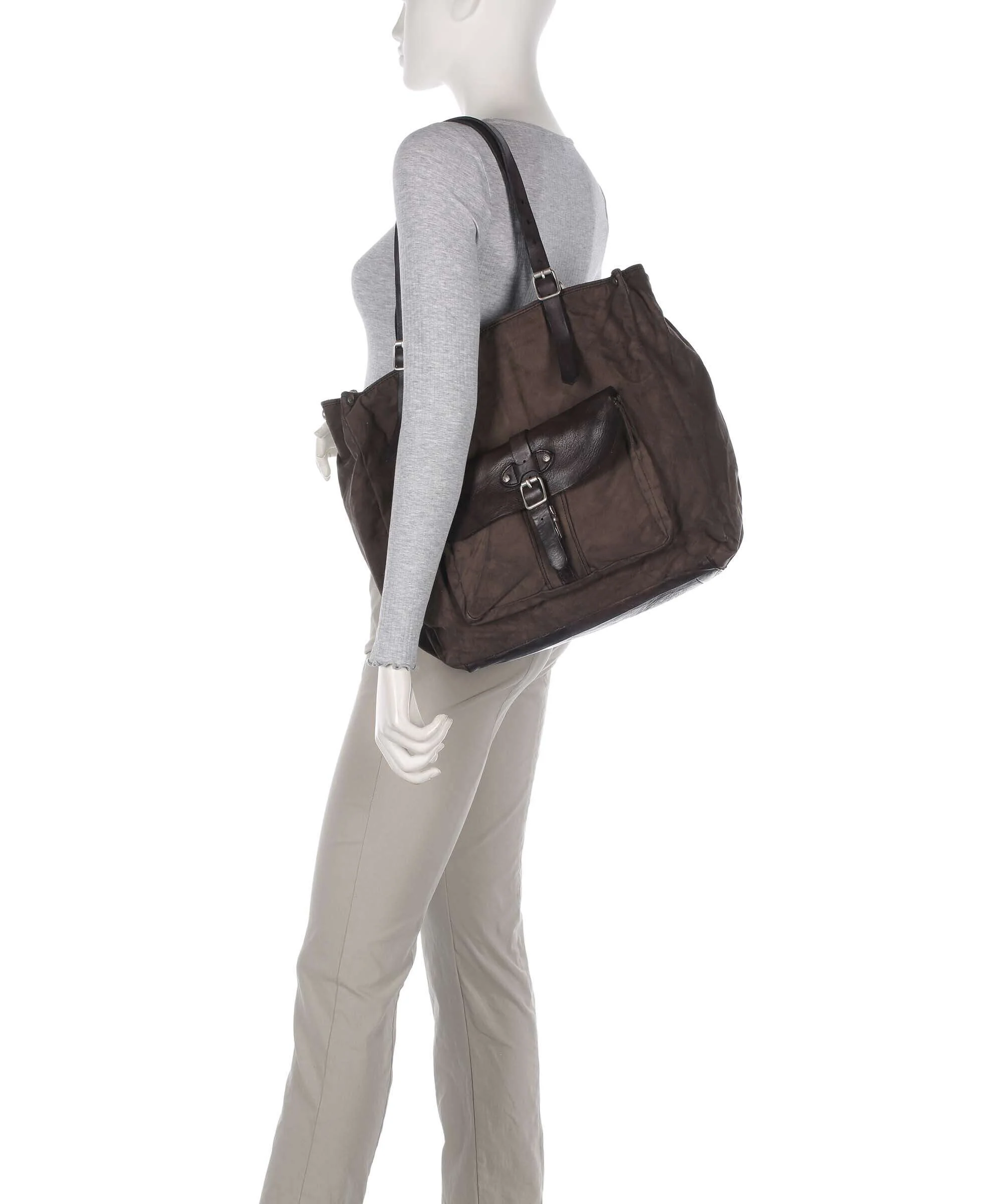 Campomaggi Borsa shopper verde militare/grigio - Image 3