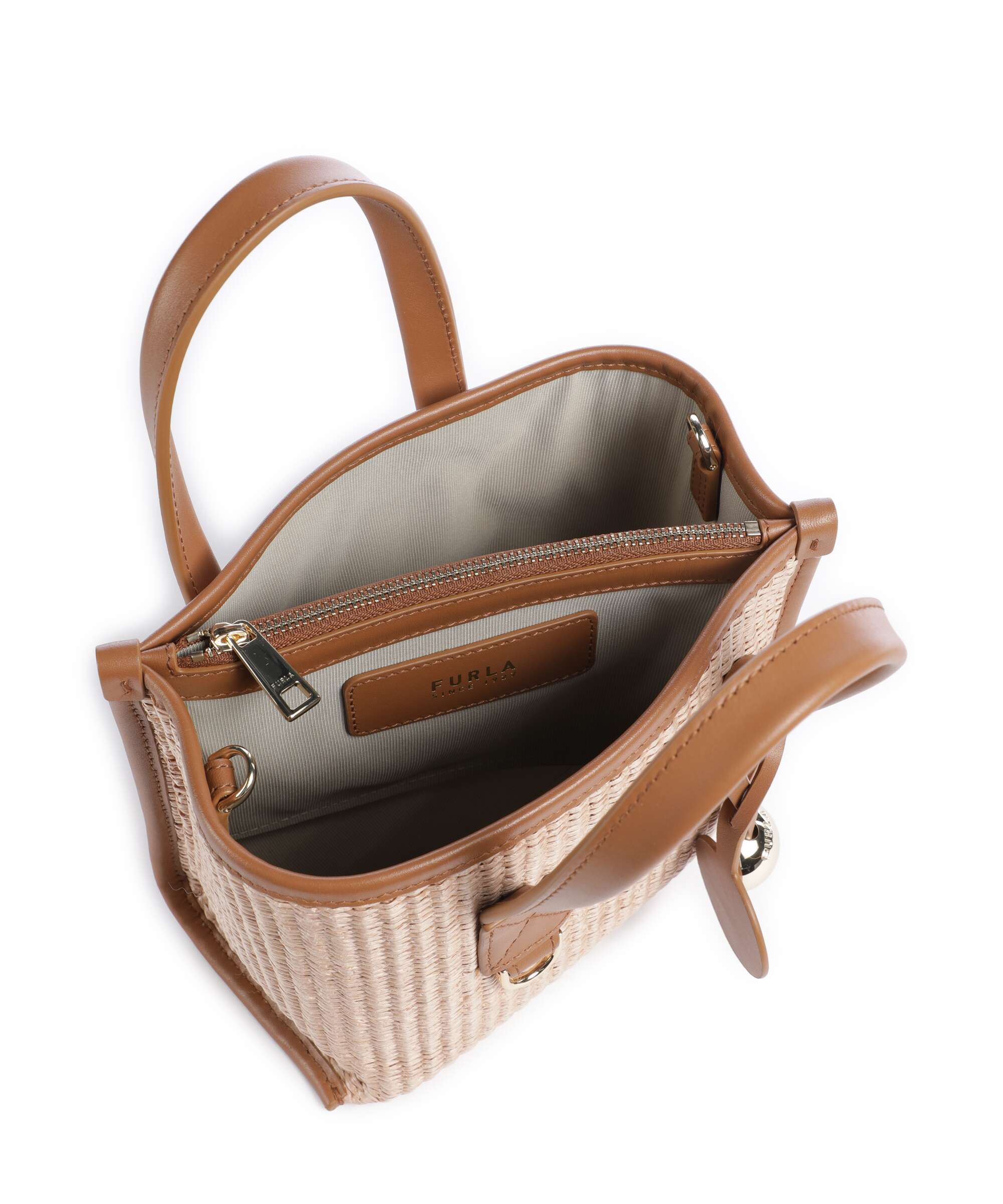 Furla Divide It Mini Borsa a mano toni naturale/tabacco - Image 6