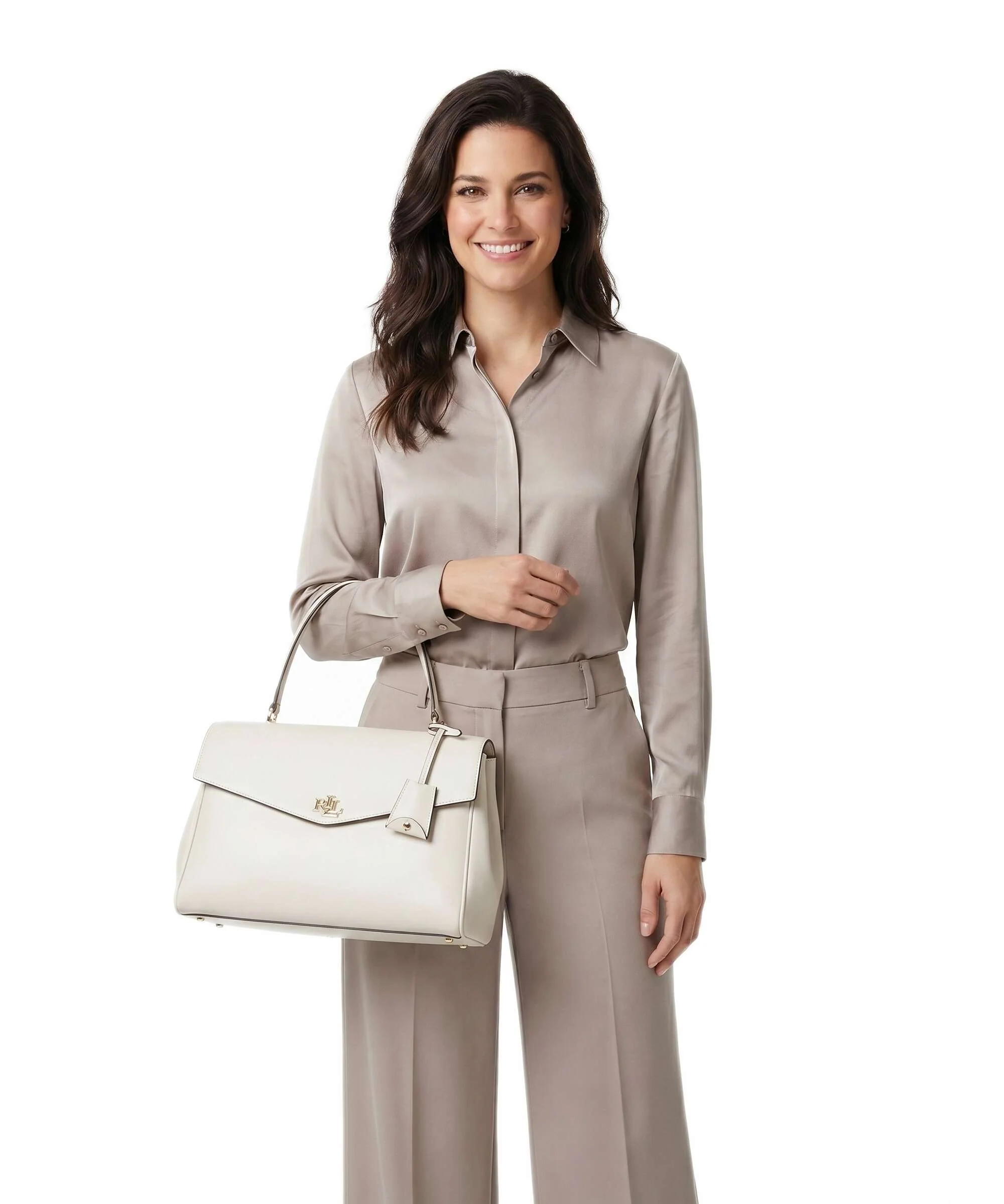 Lauren Ralph Lauren Farrah Medium Borsa a mano soft white - Image 3