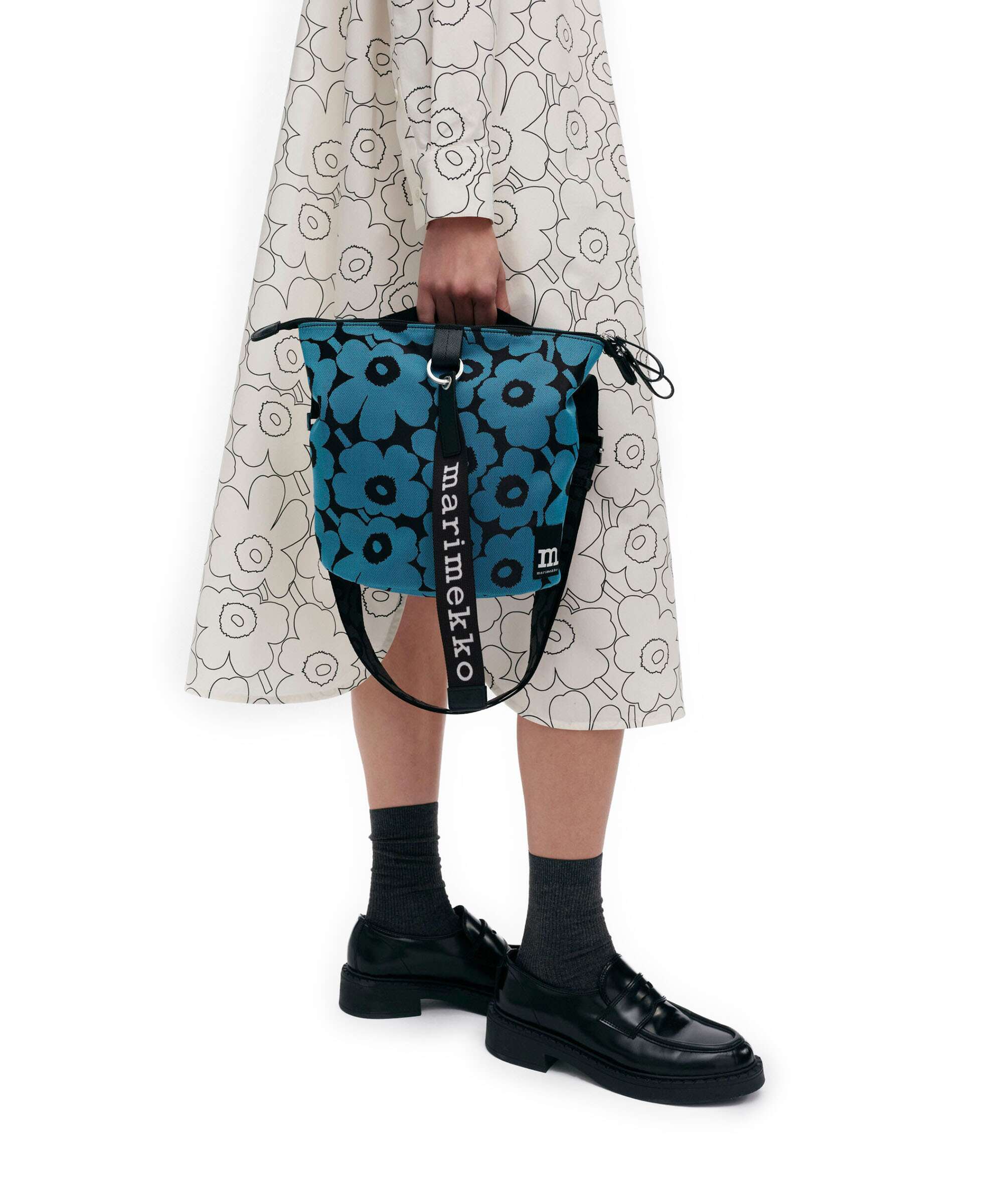 Marimekko Carry All Unikko Borsa a tracolla blue/black - Image 3