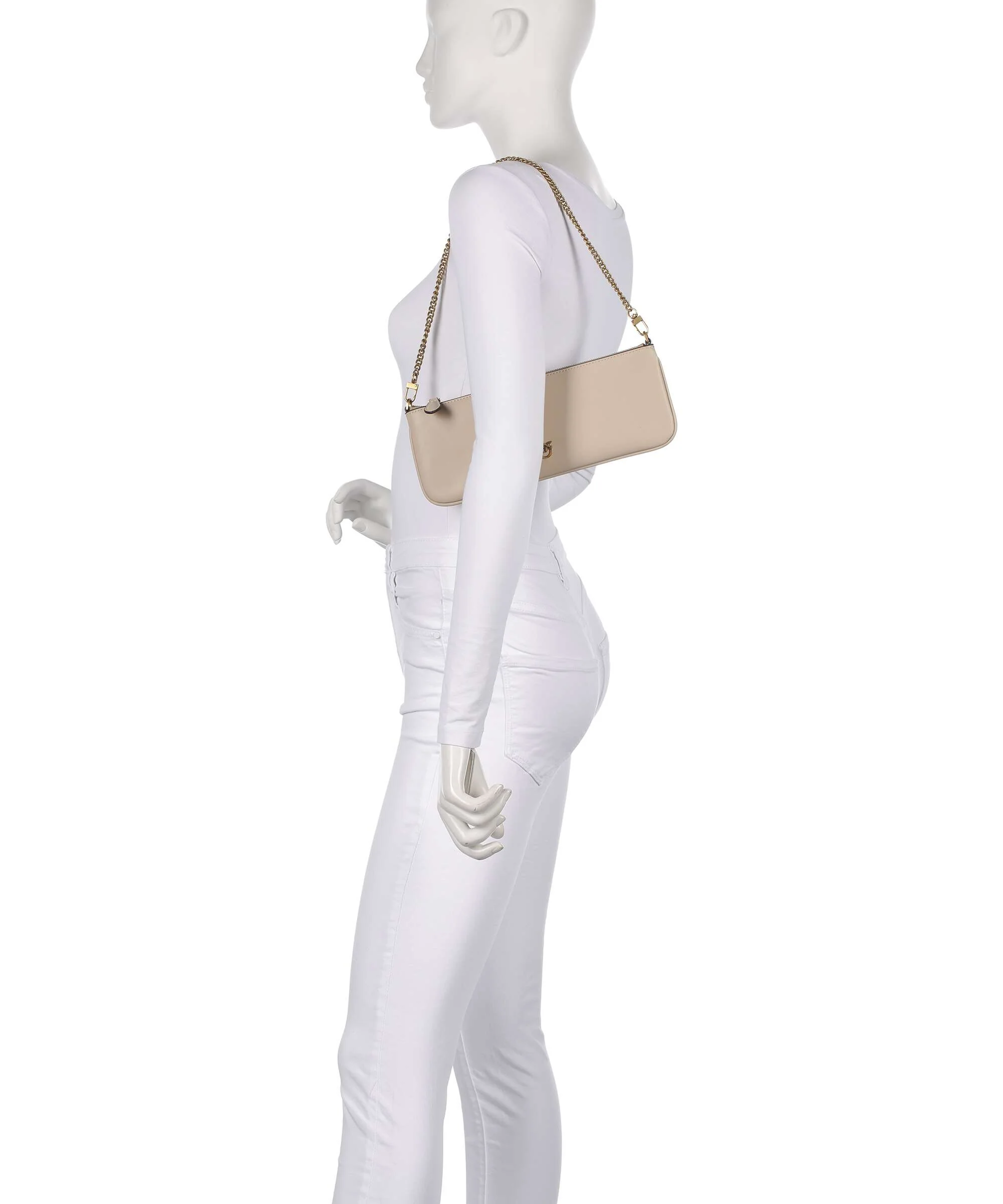 Pinko Flat Horizontal Borsa a spalla beige/grigio fumo/antique gold - Image 3