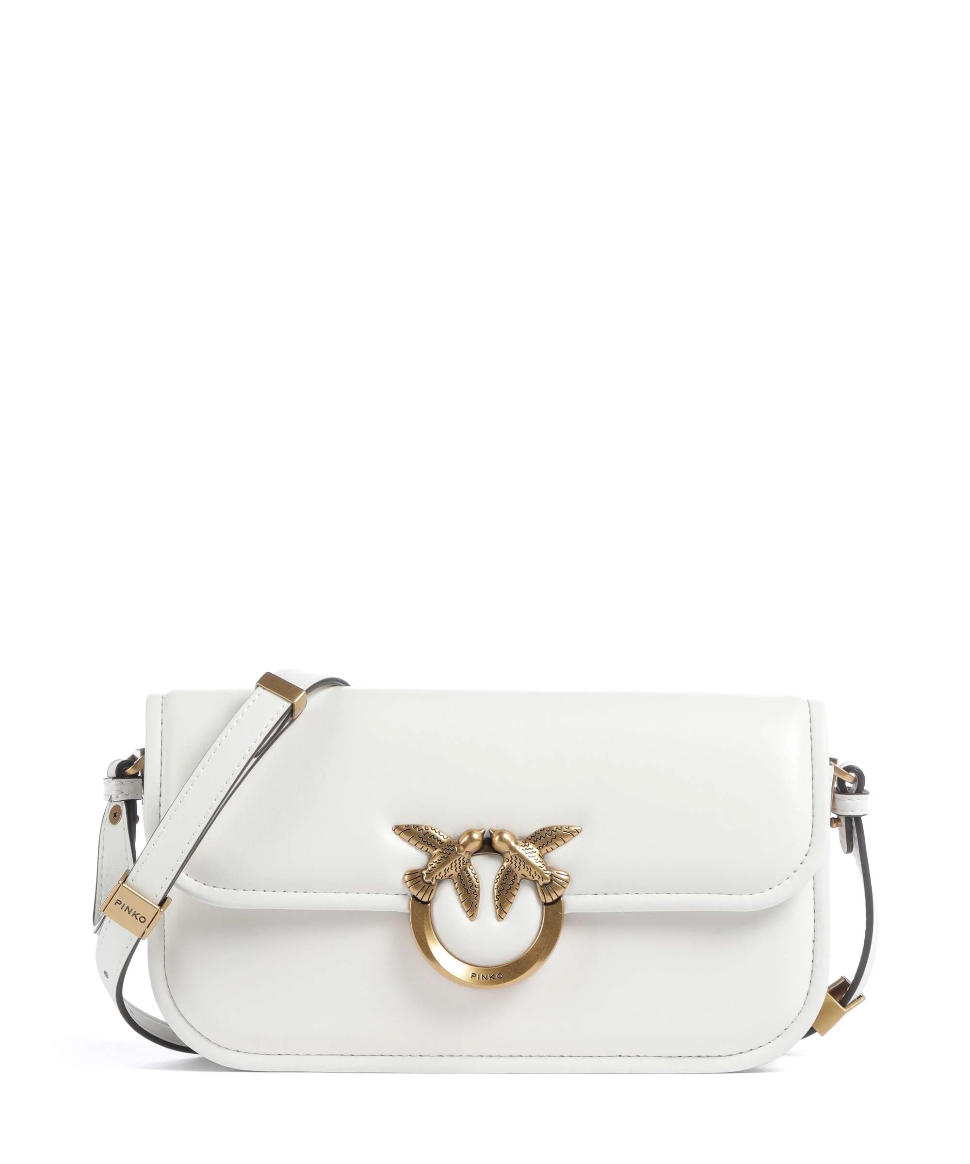 Pinko Love Box Horizontal Borsa a spalla bianco nembo/antique gold