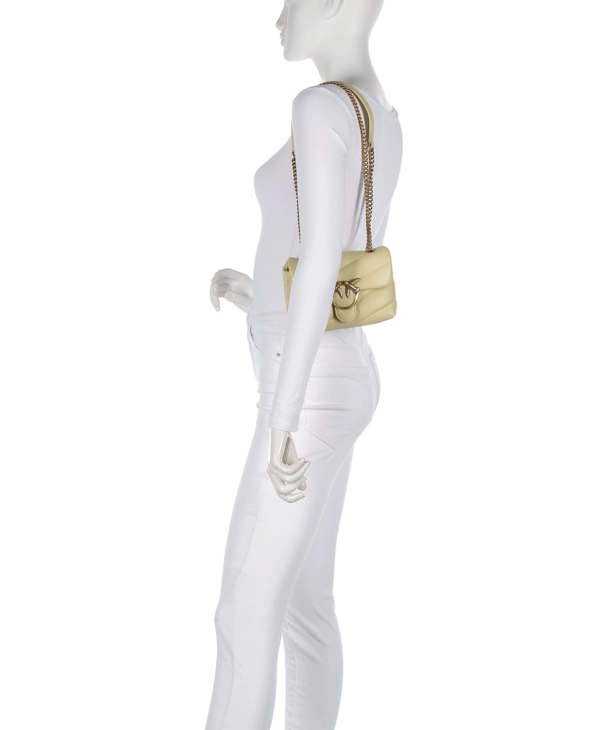 Pinko Love Puff Baby Borsa a spalla giallo vaniglia/antique gold - Image 3