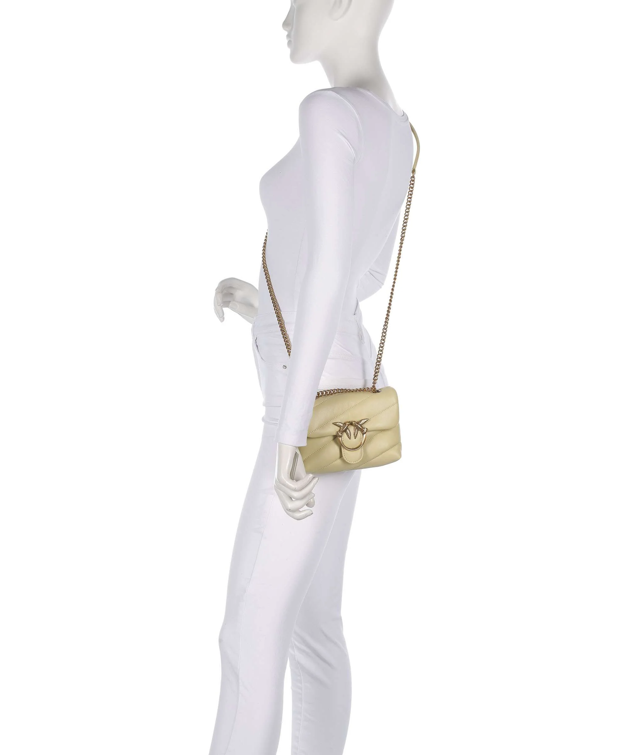 Pinko Love Puff Baby Borsa a spalla giallo vaniglia/antique gold - Image 4