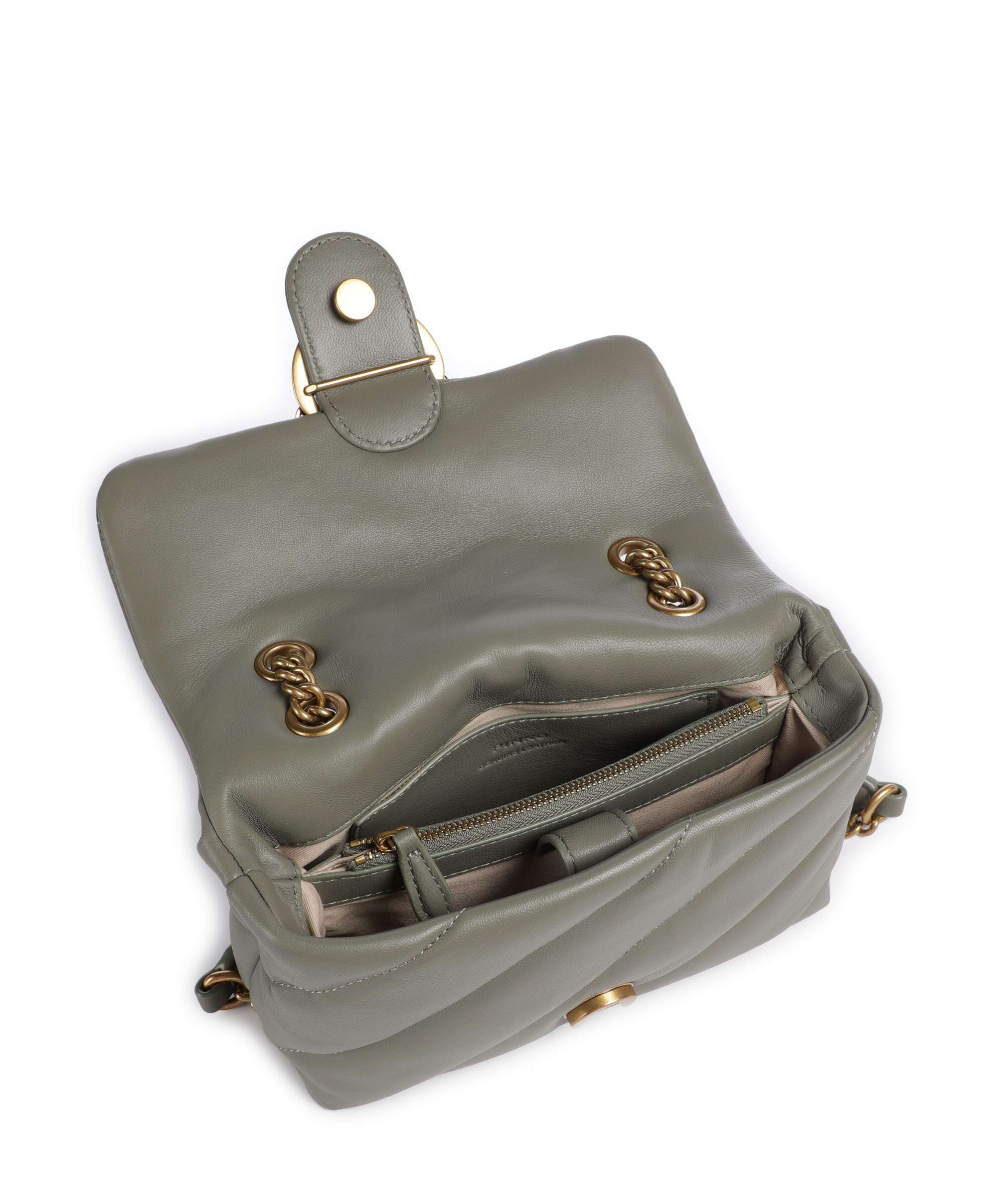 Pinko Love Puff Mini Borsa a spalla verde vertiver/antique gold - Image 7