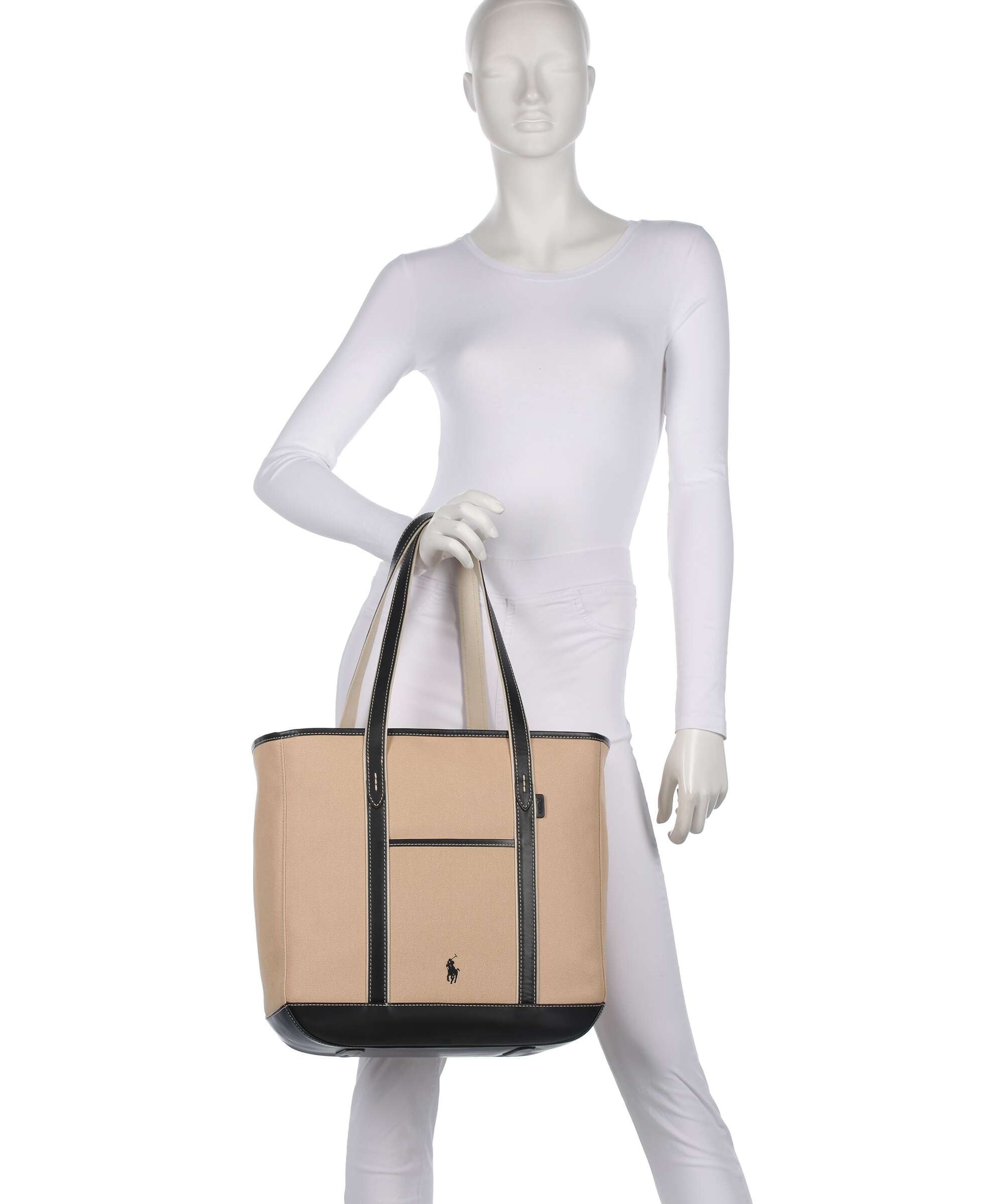 Polo Ralph Lauren Canvas Medium Borsa shopper porcelain/black - Image 3