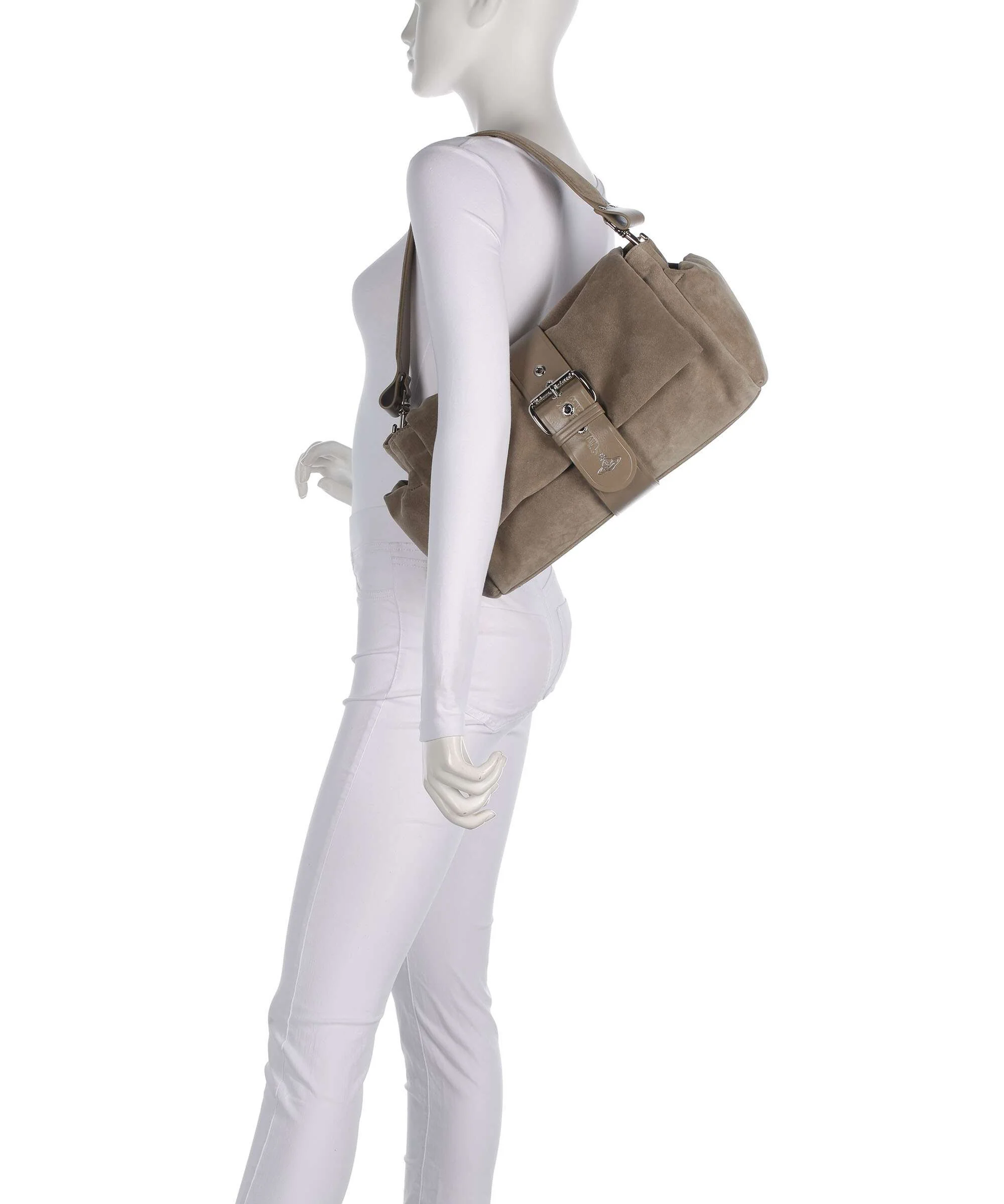 Vivienne Westwood Hazel Suede Treasure XL Borsa a spalla stone - Image 3